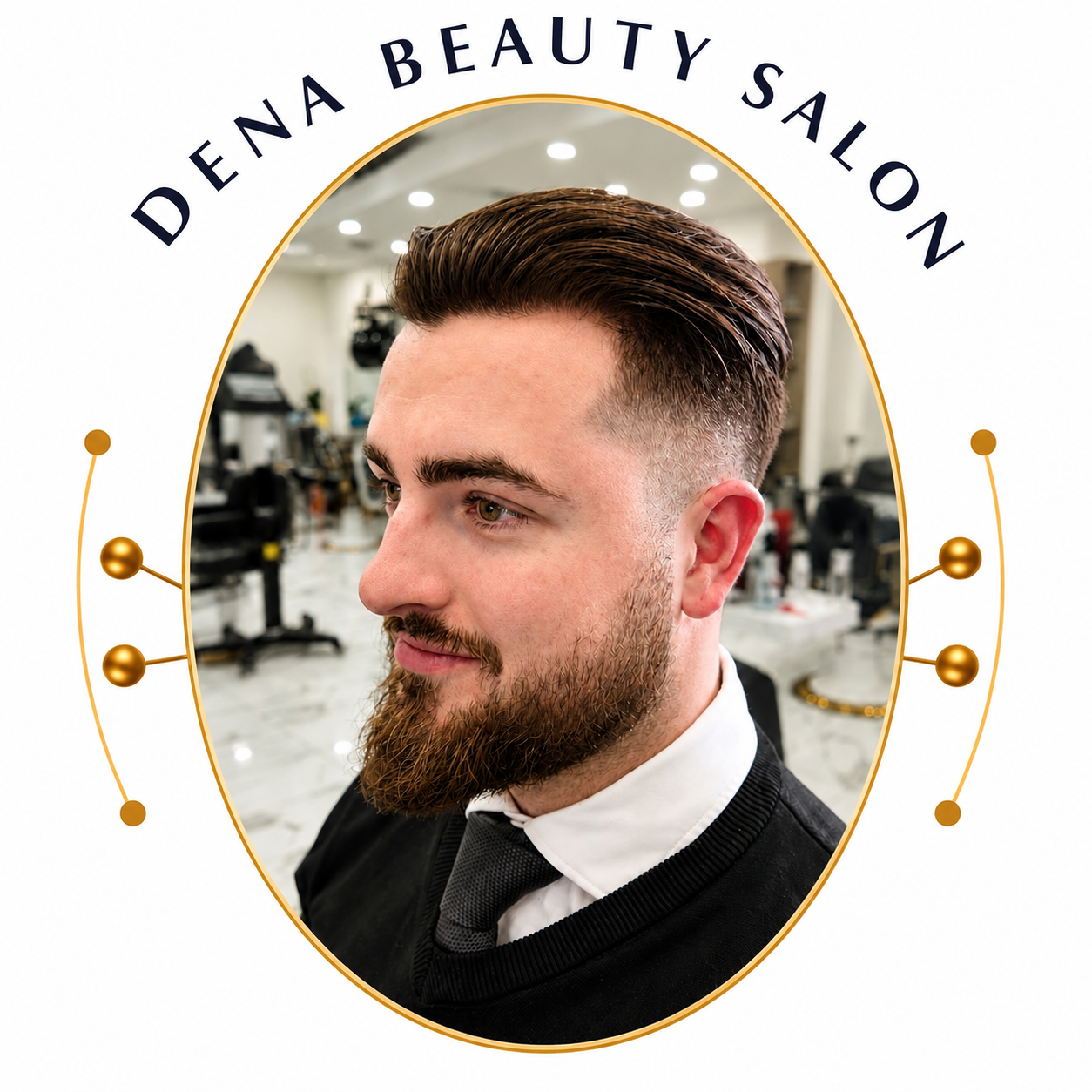 Professional men's haircut and beard grooming at Dena Beauty Salon